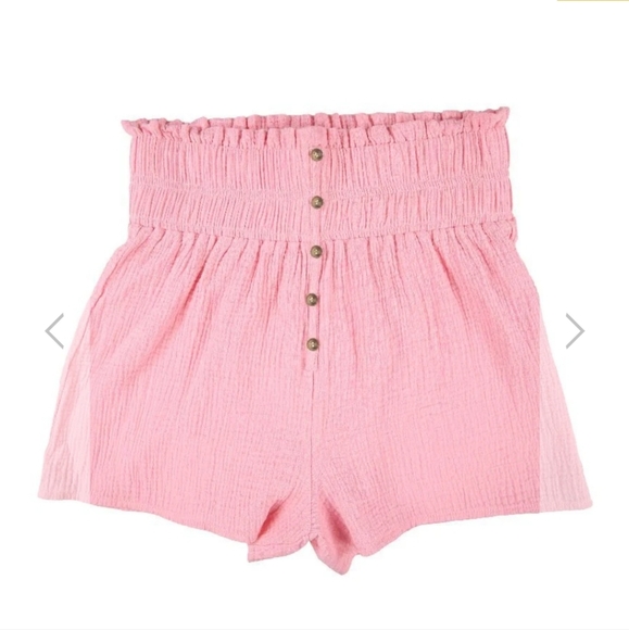 NEW Simply Southern Taffy Pink High-Waisted Button Shorts Size Medium/Large - Picture 1 of 7
